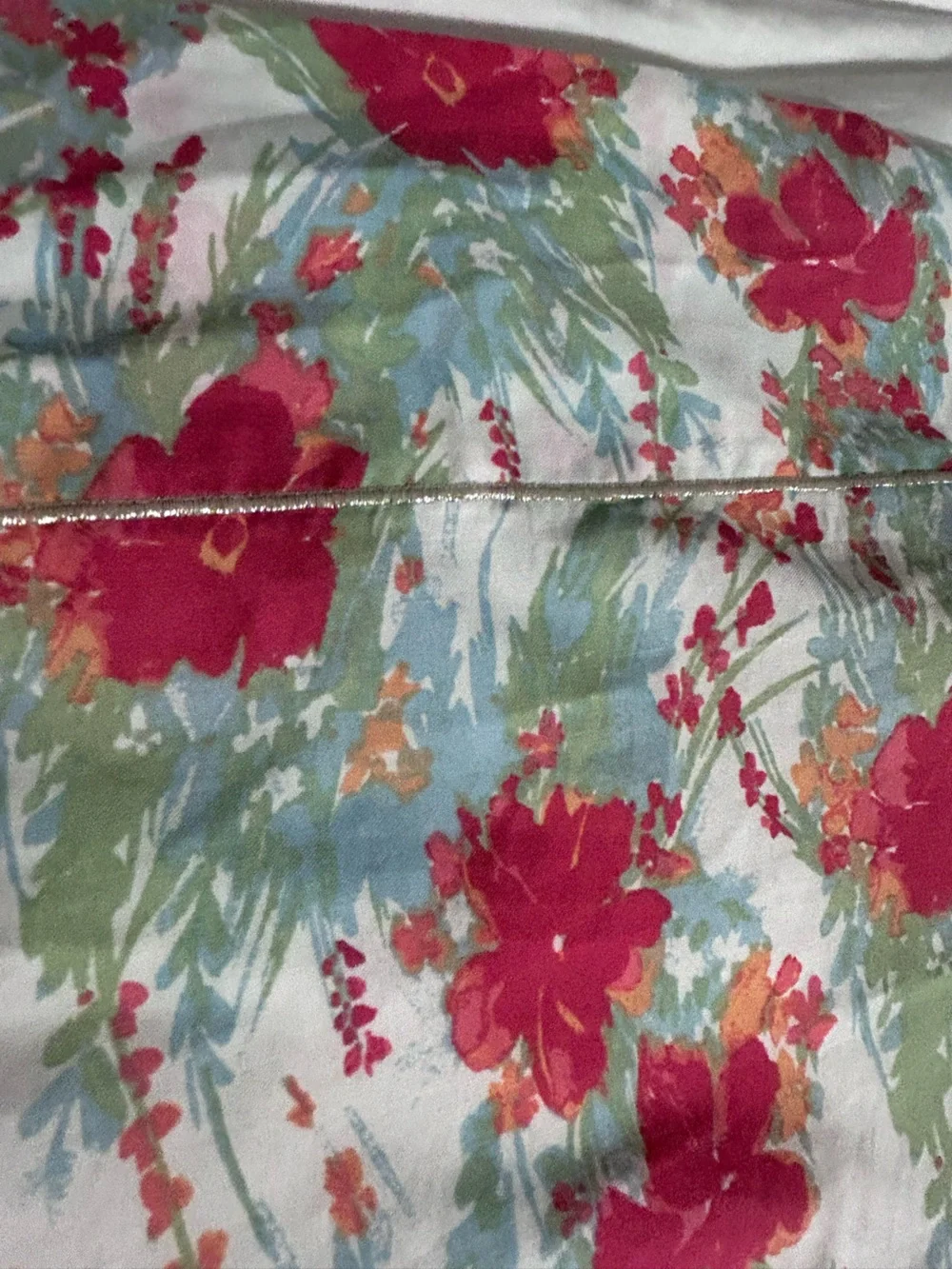 Badgley Mischka Luxe Hem Cottage Garden King Flat Sheet Artistic Floral Print